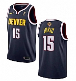 Men's Denver Nuggets #15 Nikola Jokic Navy 2023 Finals Champions Icon Edition Stitched Basketball Jersey,baseball caps,new era cap wholesale,wholesale hats